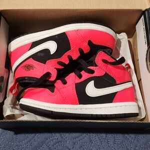Jordan 1 Mid Black Infrared 23-white Kid Sneakers